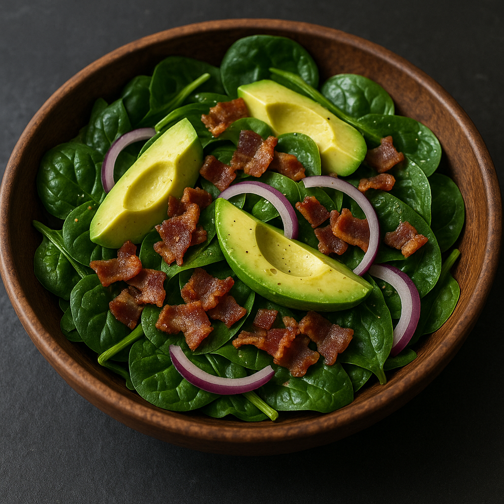 Avocado Bacon Spinach Salad