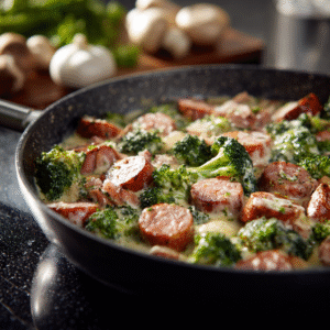 Creamy Kielbasa Broccoli Skillet 2