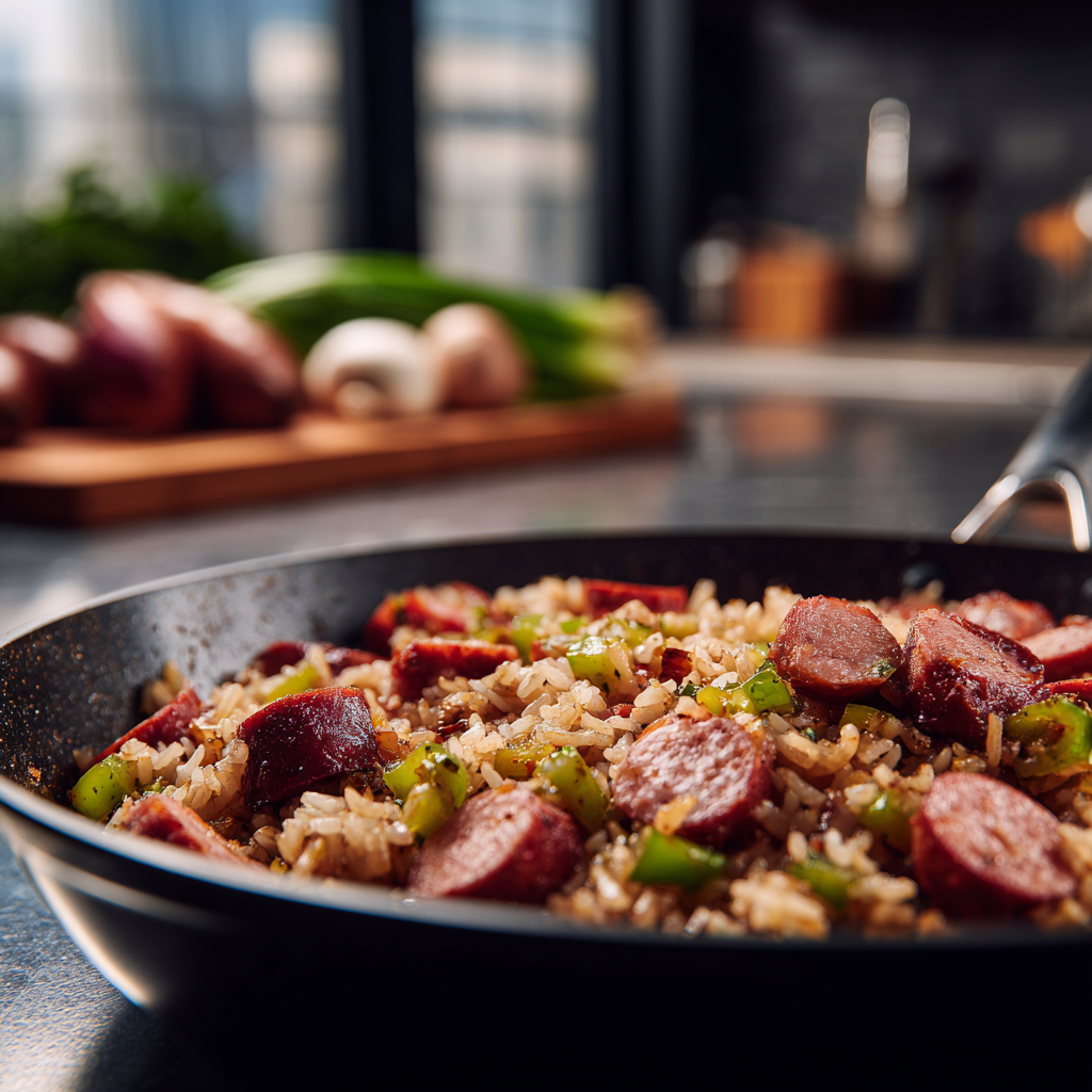Cajun Kielbasa and Dirty Rice
