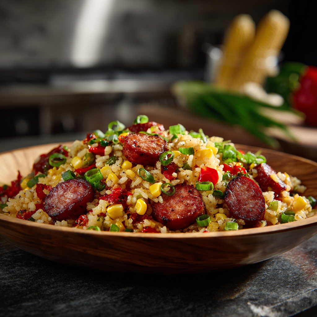Kielbasa Fried Rice with Sweet Corn