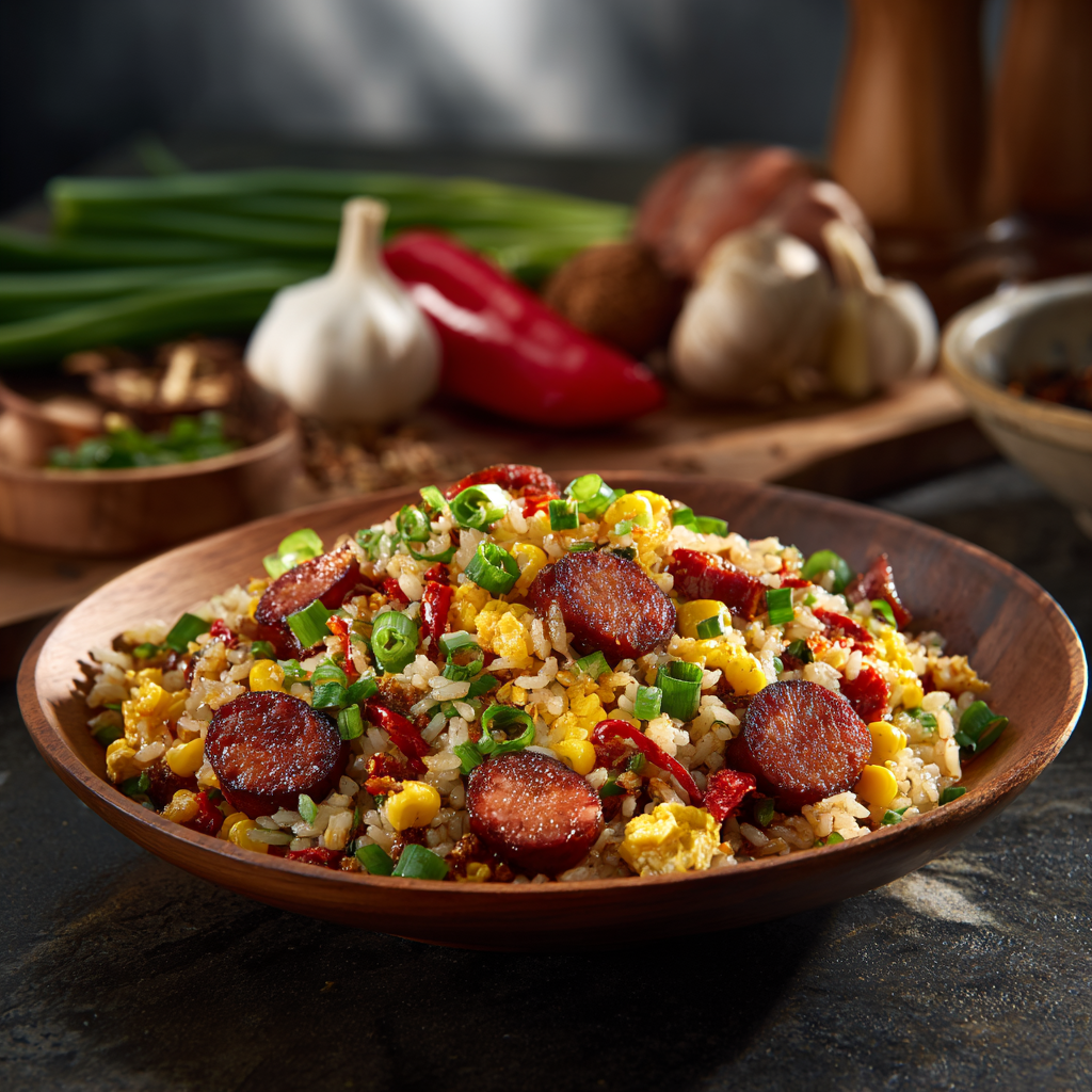Kielbasa Fried Rice with Sweet Corns